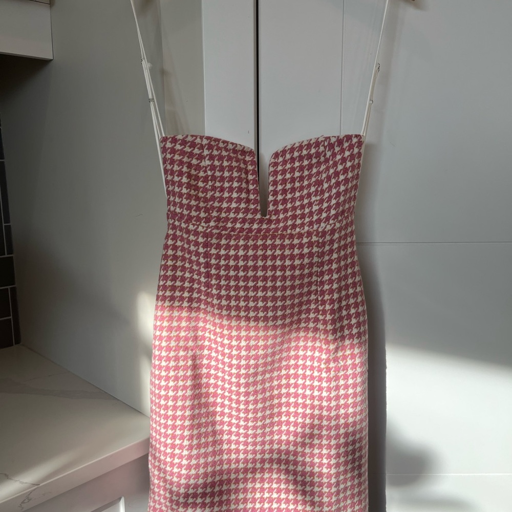 Saints + Secrets Pink Houndstooth Mini Dress